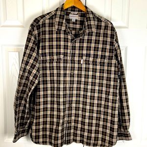 Carhartt Mens Long Sleeve Button Down Relaxed Fit Plaid Shirt XL